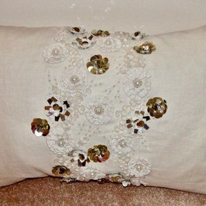 Reve Ivory Embellished Beaded Toss Decorative Pillow